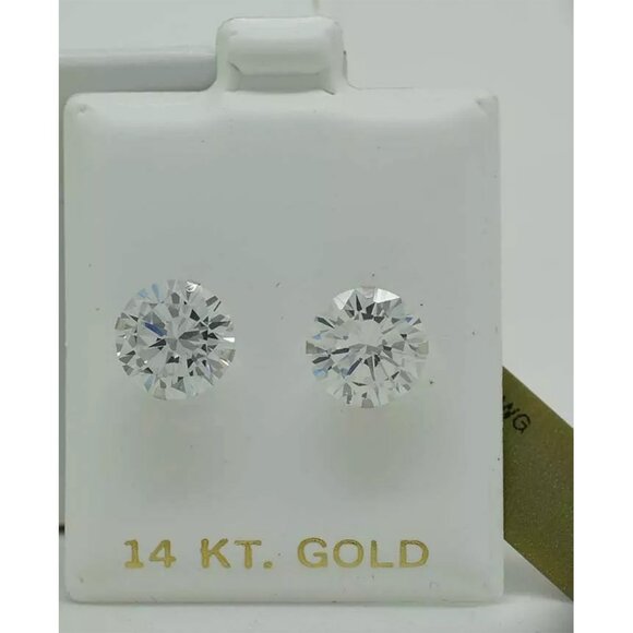 White Sapphire 8.38 Cts Stud Earrings 14k White Gold